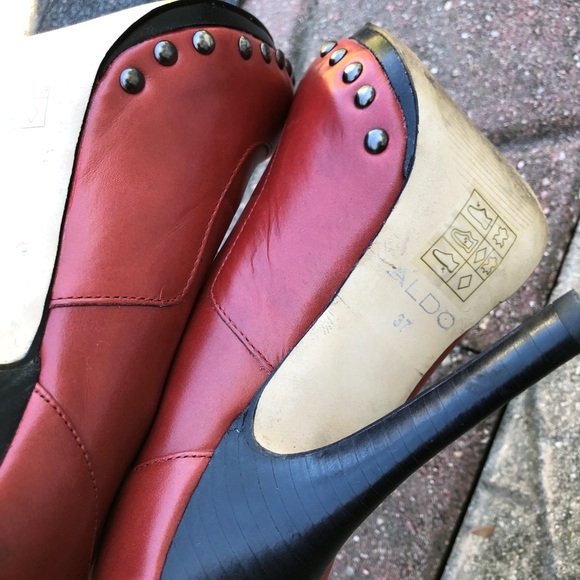 Aldo Red Leather 4” Heels Size 7 - Picture 7 of 9